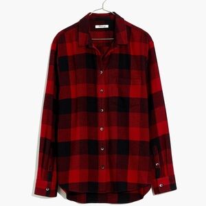 Madewell Flannel Side-Button Oversized Ex-Boyfriend Shirt in Buffalo Check NWT S